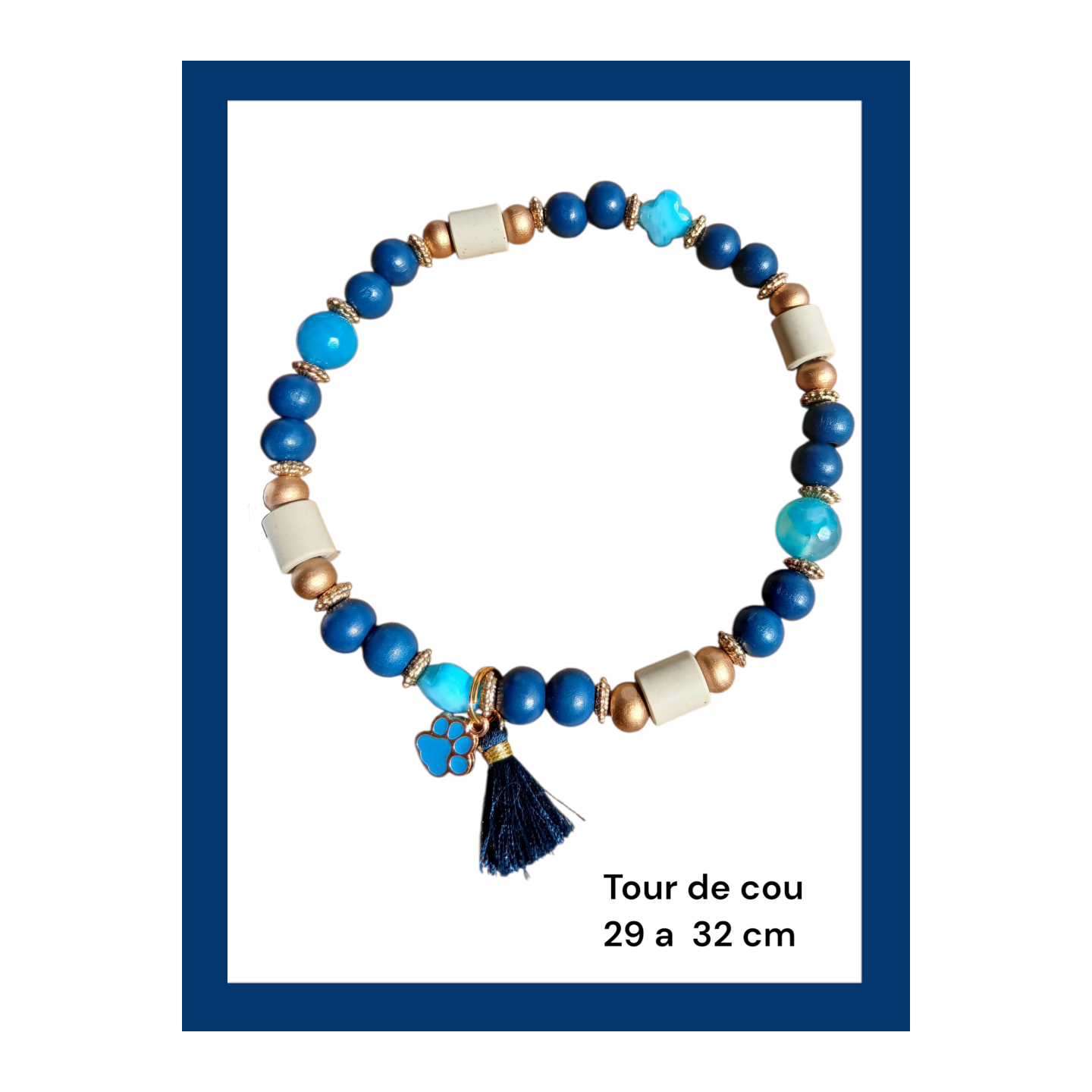 Collier Anti Tiques E.M  bleu (tour de cou 29 à 32 cm)