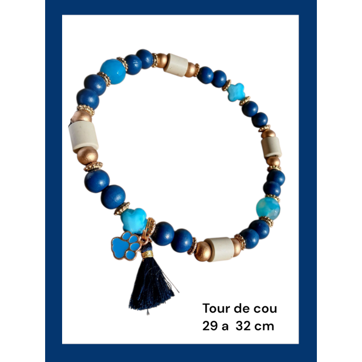 Collier Anti Tiques E.M  bleu (tour de cou 29 à 32 cm)