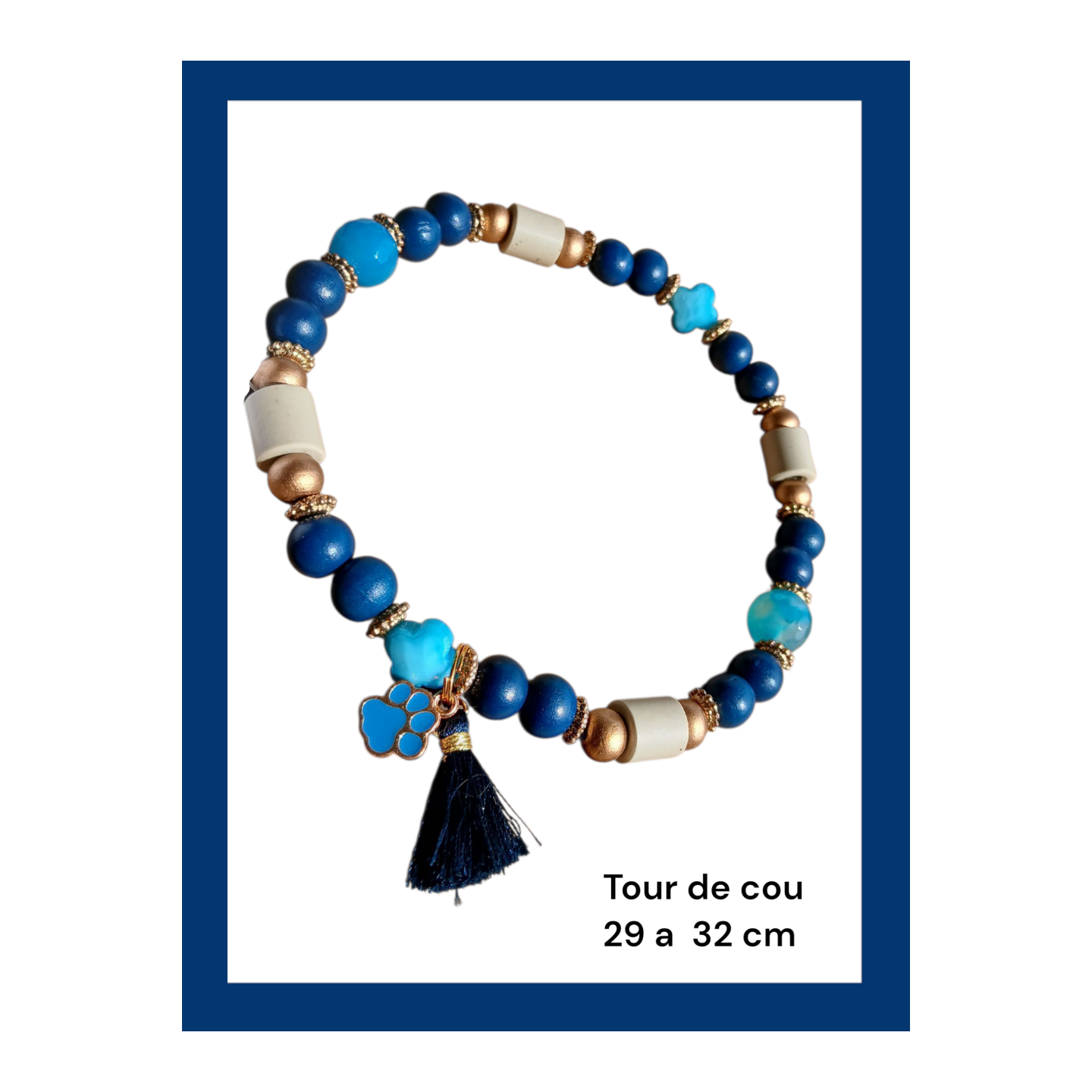 Collier Anti Tiques E.M  bleu (tour de cou 29 à 32 cm)