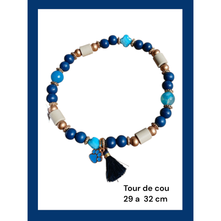 Collier Anti Tiques E.M  bleu (tour de cou 29 à 32 cm)