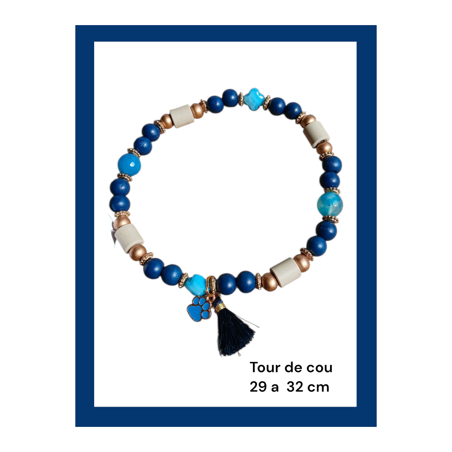 Collier Anti Tiques E.M  bleu (tour de cou 29 à 32 cm)