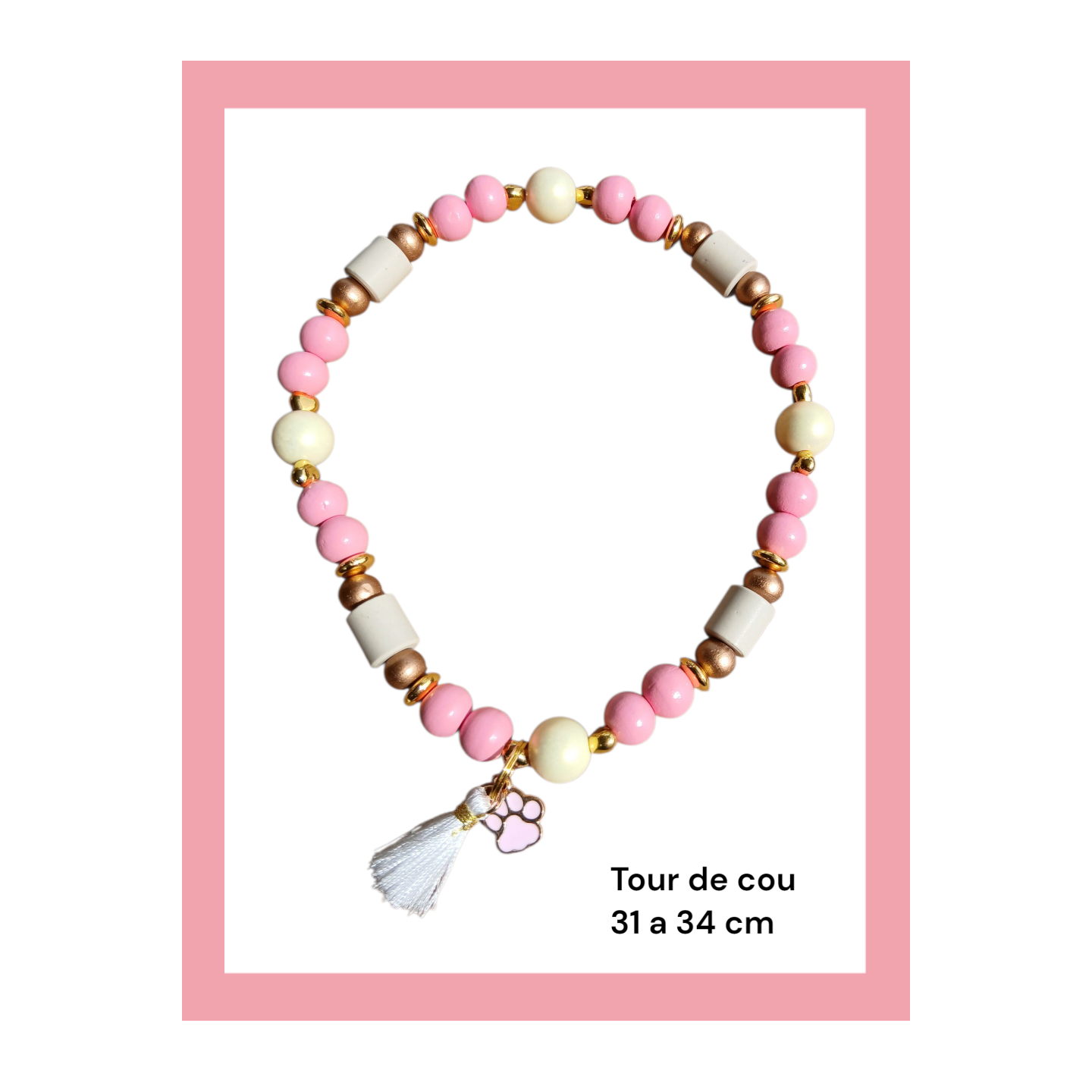 Collier Anti Tiques E.M  Rose (tour de cou 31  à 34 cm)
