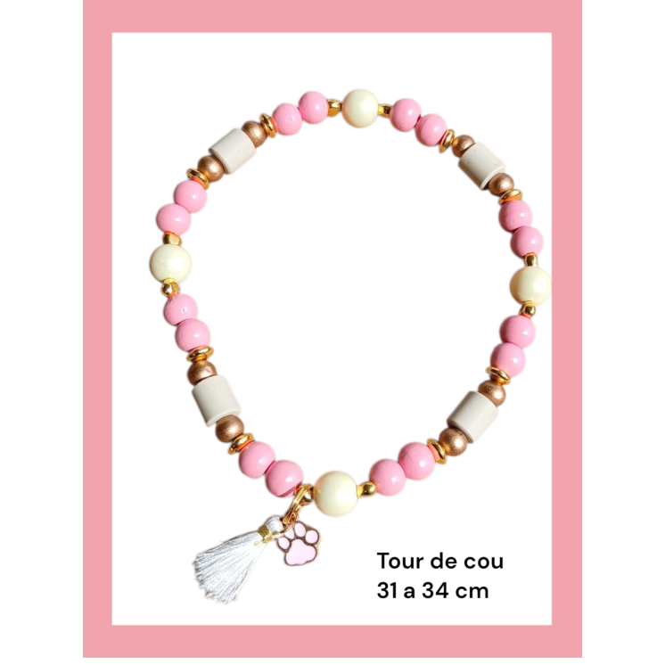 Collier Anti Tiques E.M  Rose (tour de cou 31  à 34 cm)