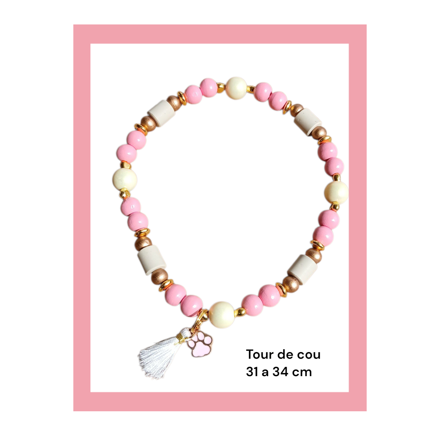 Collier Anti Tiques E.M  Rose (tour de cou 31  à 34 cm)