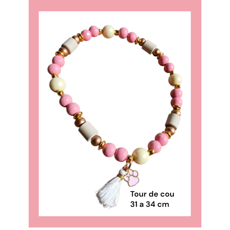 Collier Anti Tiques E.M  Rose (tour de cou 31  à 34 cm)