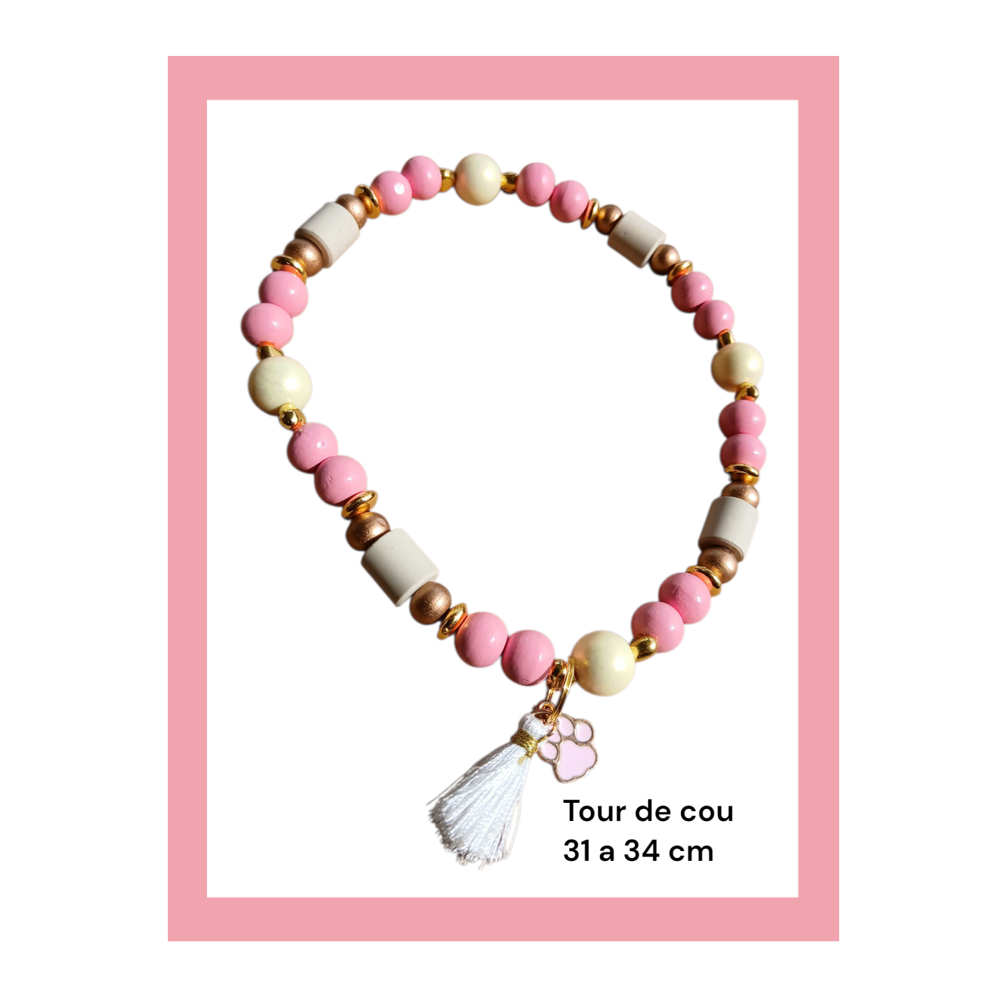 Collier Anti Tiques E.M  Rose (tour de cou 31  à 34 cm)