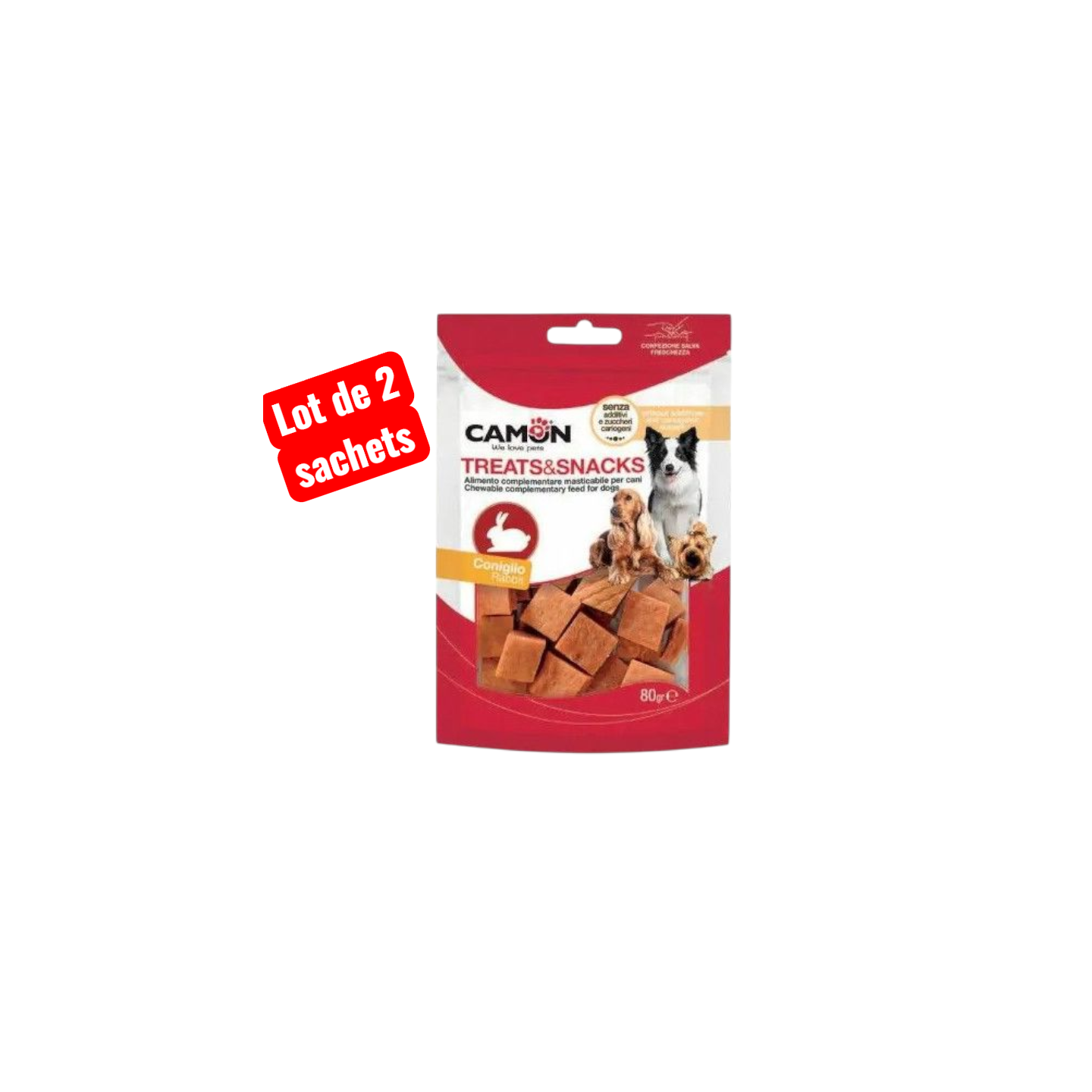 lot de 2 sachets   -  Friandises  en cube au Lapin  -   CAMON