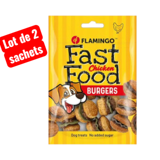 lot de 2 sachets  -   Friandises Fast Food Mini hamburger avec poulet - FLAMINGO