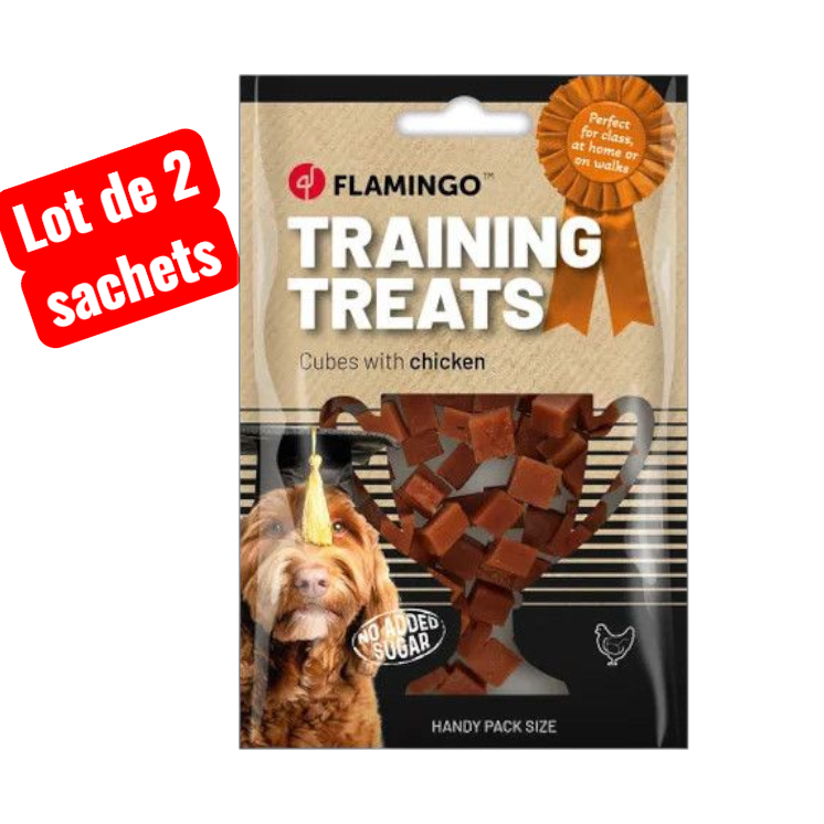 Lot de 2 sachets   -   Friandises d'entraînement Petits blocs avec poulet 60 g  - FLAMINGO