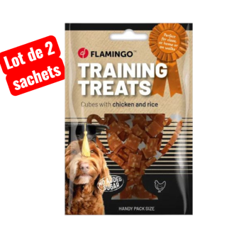 Lot de 2 sachets - Friandises d'entraînement Morceaux avec poulet & Riz  60g - FLAMINGO