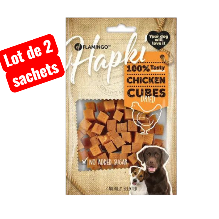 lot de 2 sachets  -   HAPKI CUBES DE POULET 85GR - FLAMINGO