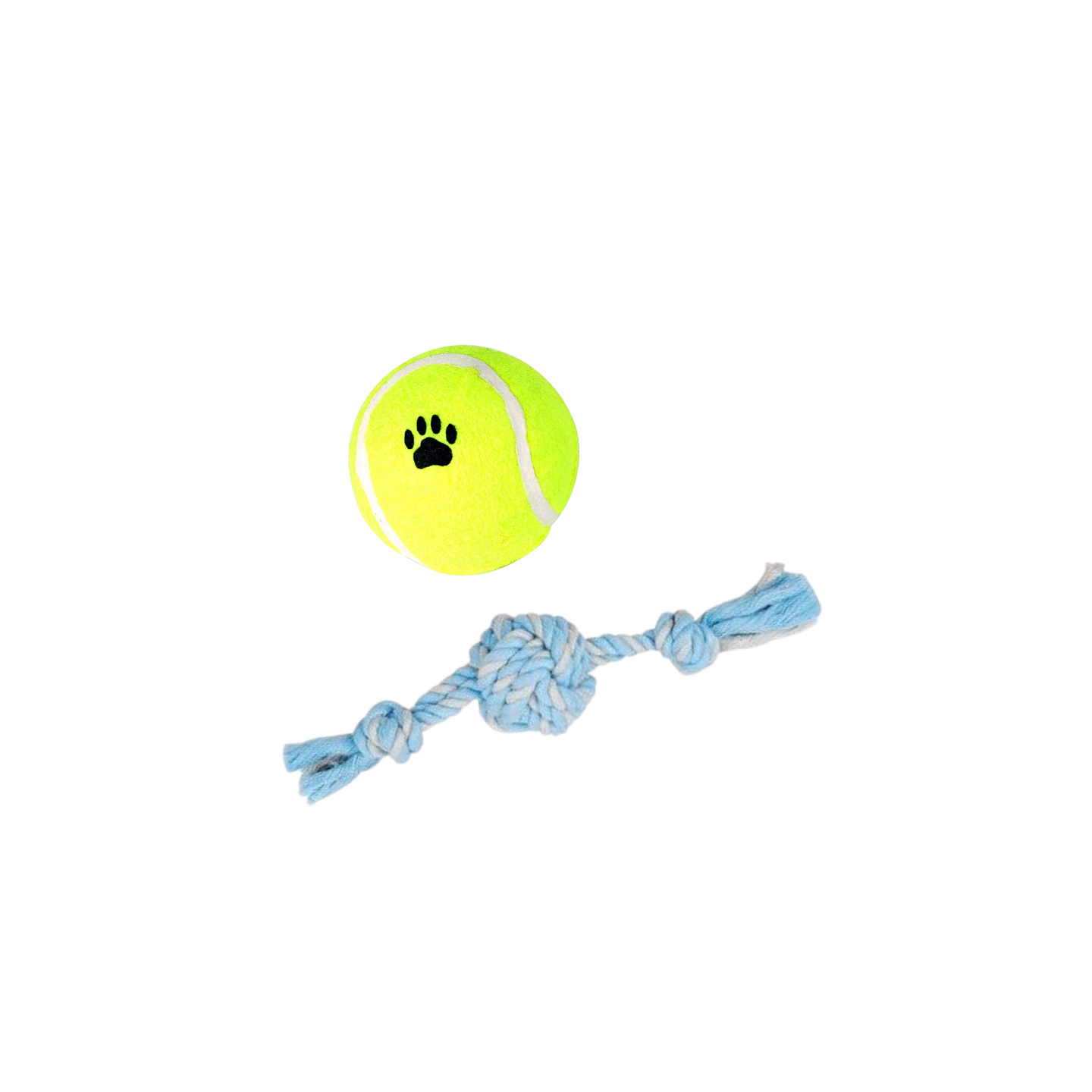 lot de 2 jouets : Knot balle bleu  +  balle jaune avec empreinte - ANKA IDEALDOG