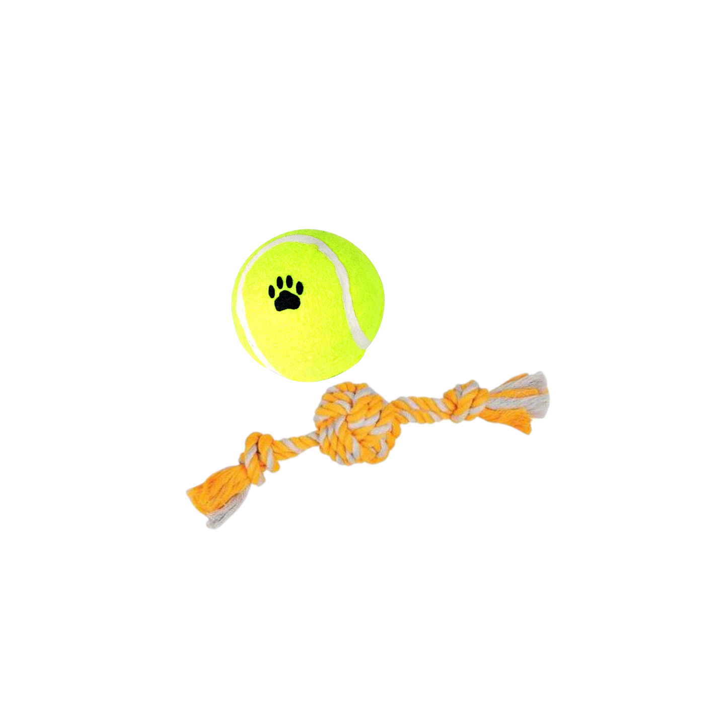Lot 2 jouets :  knot balle orange + Balle jaune avec empreinte - ANKA IDEALDOG