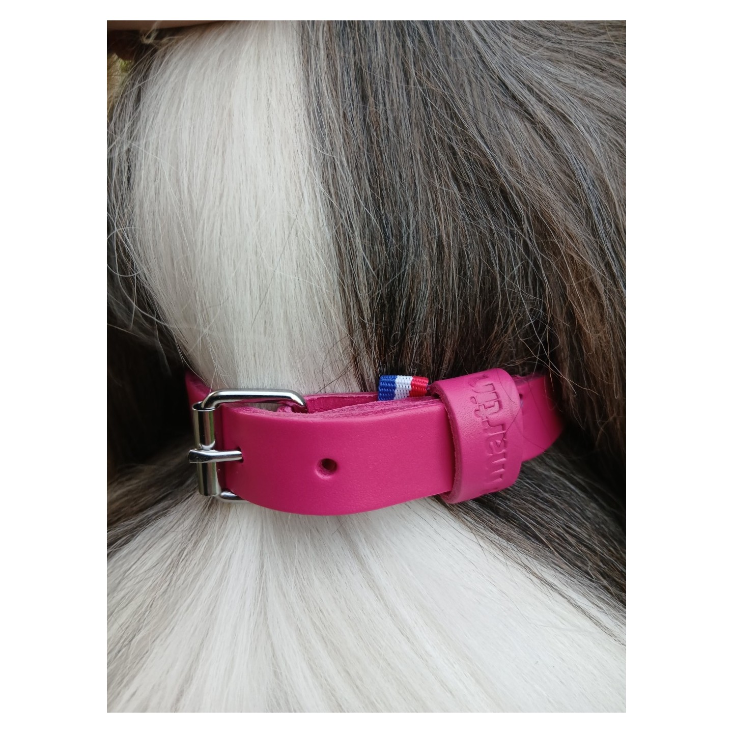 Collier en cuir pleine fleur Rose  - MARTIN SELLIER