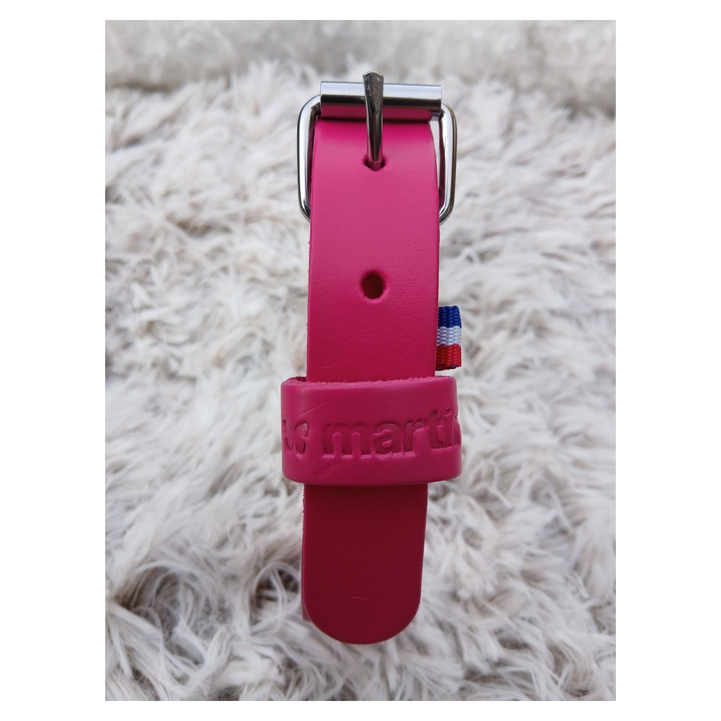 Collier en cuir pleine fleur Rose  - MARTIN SELLIER