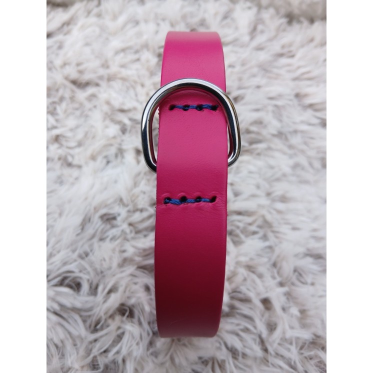 Collier en cuir pleine fleur Rose  - MARTIN SELLIER