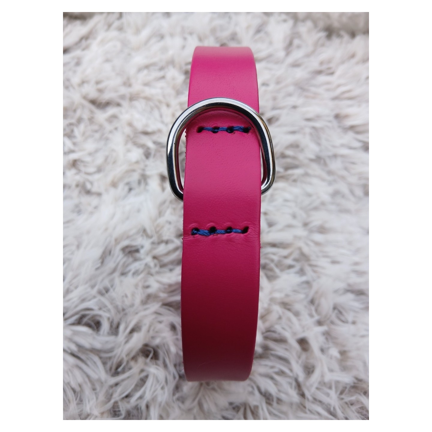 Collier en cuir pleine fleur Rose  - MARTIN SELLIER