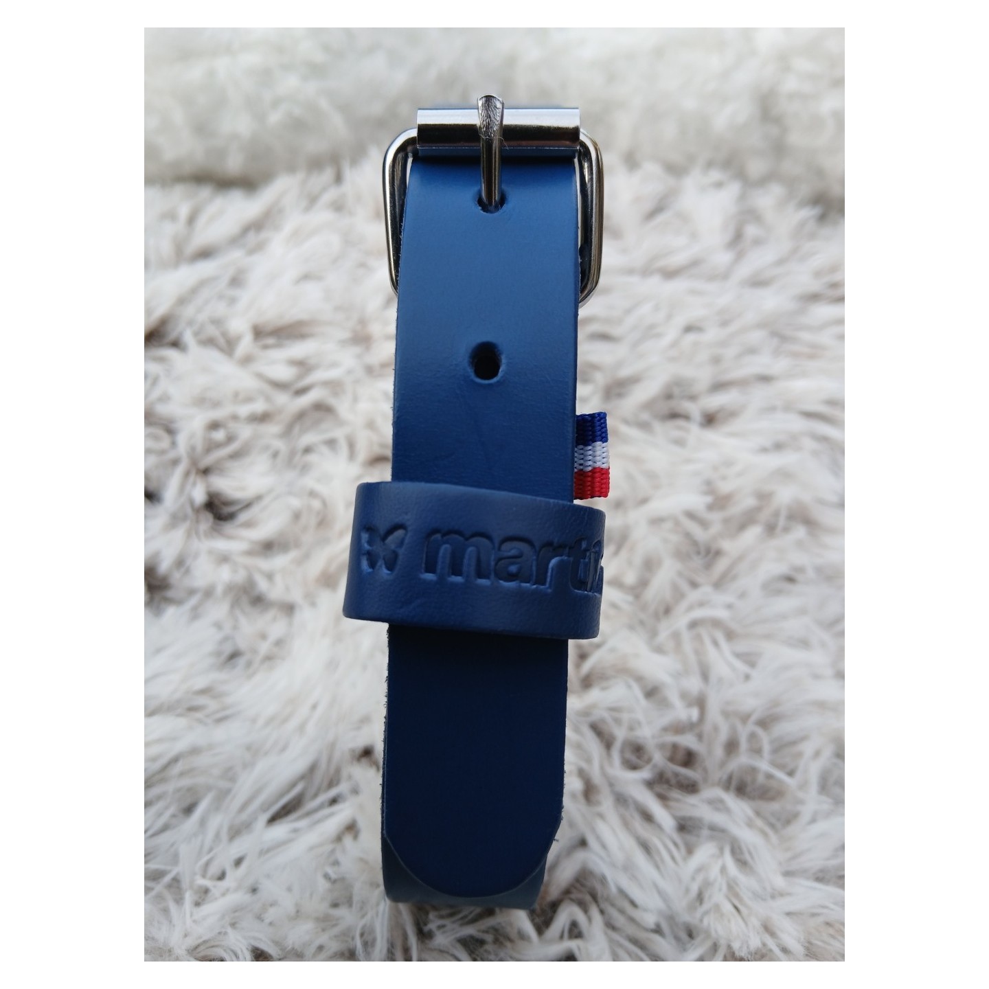 Collier en cuir pleine fleur Bleu  - MARTIN SELLIER