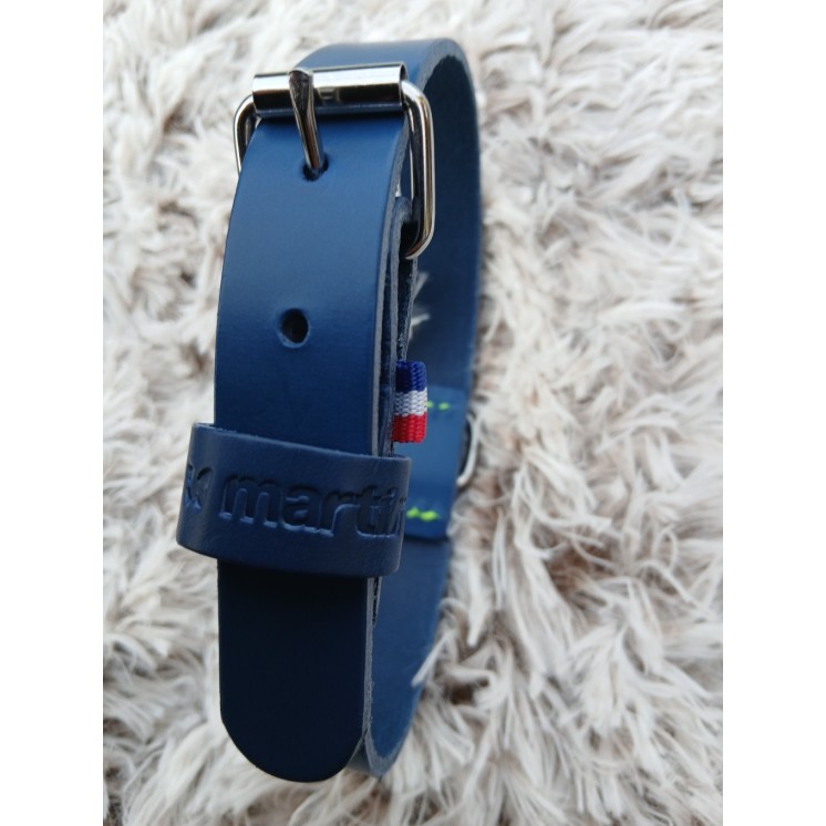 Collier en cuir pleine fleur Bleu  - MARTIN SELLIER