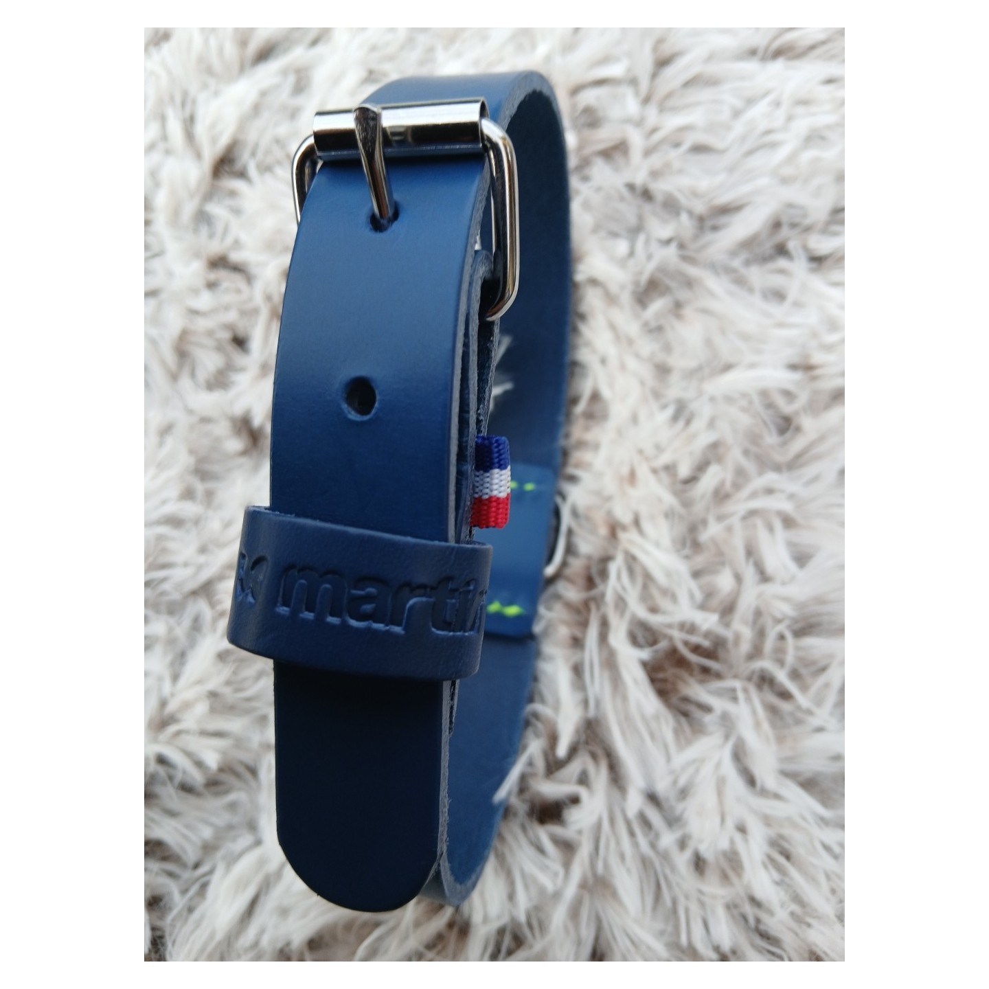 Collier en cuir pleine fleur Bleu  - MARTIN SELLIER