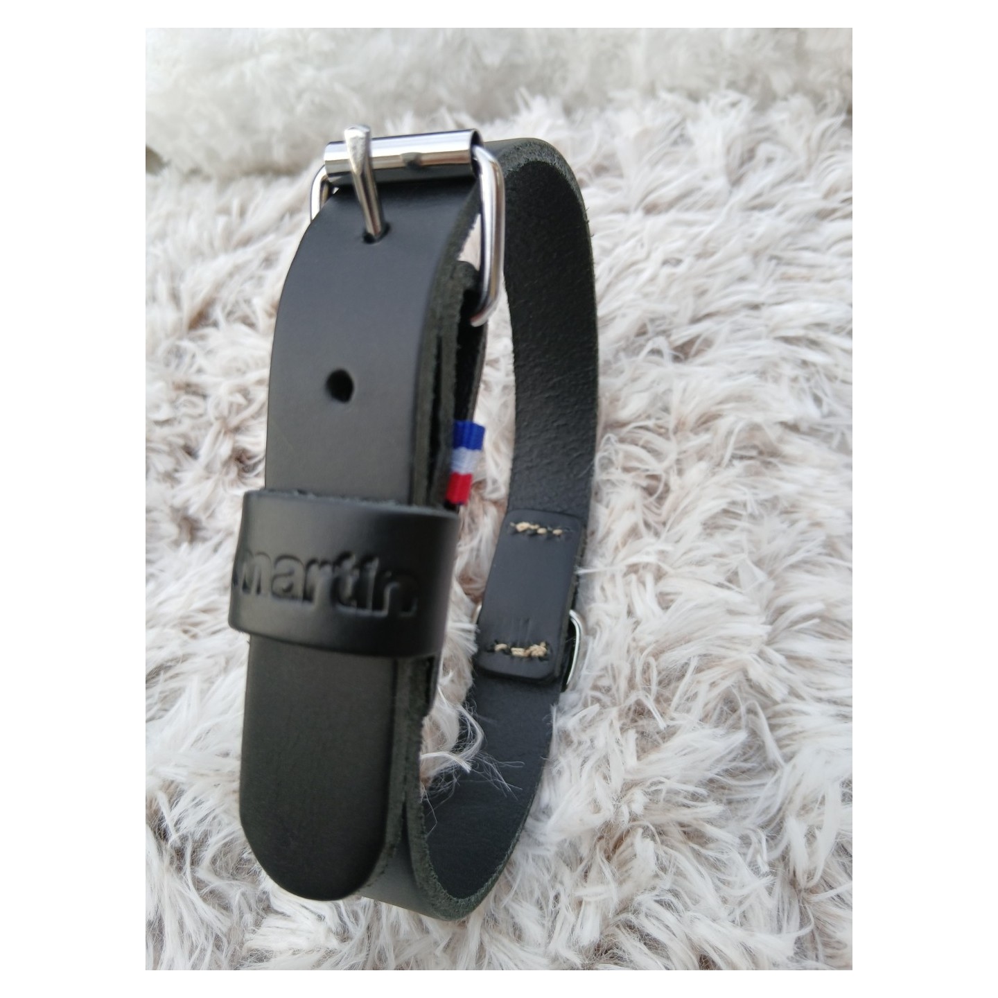 Collier en cuir pleine fleur  Noir - MARTIN SELLIER