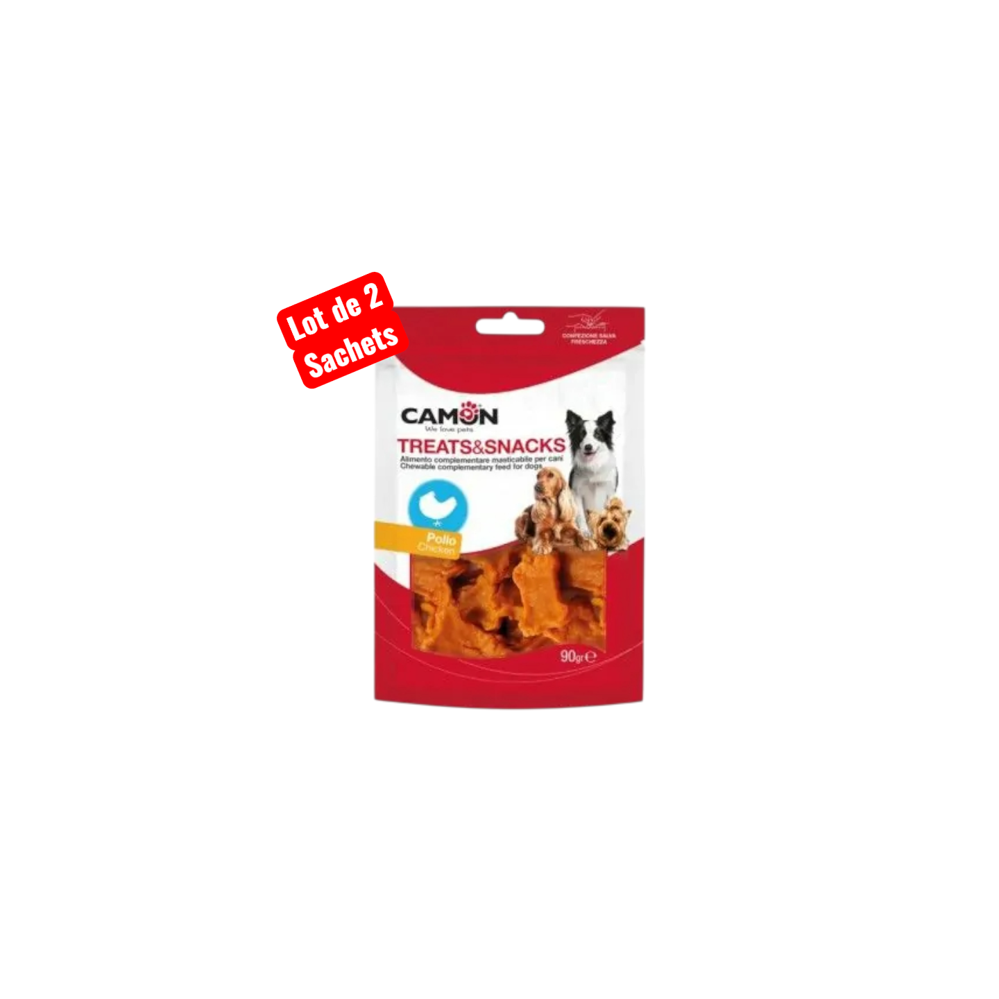 Lot de 2 sachets Friandises au Poulet Forme Os - CAMON